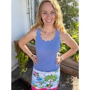 NEW PROSPERINA shay rib tank top in spa blue